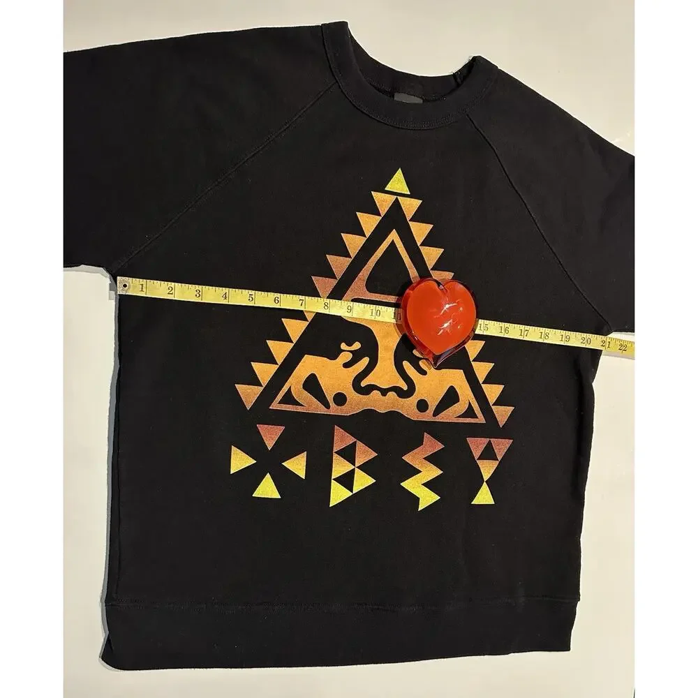 Vintage Obey Sweatshirt Mens Sz Med Black Made In USA The Giat Aztec Shepard 90s - Picture 4 of 8